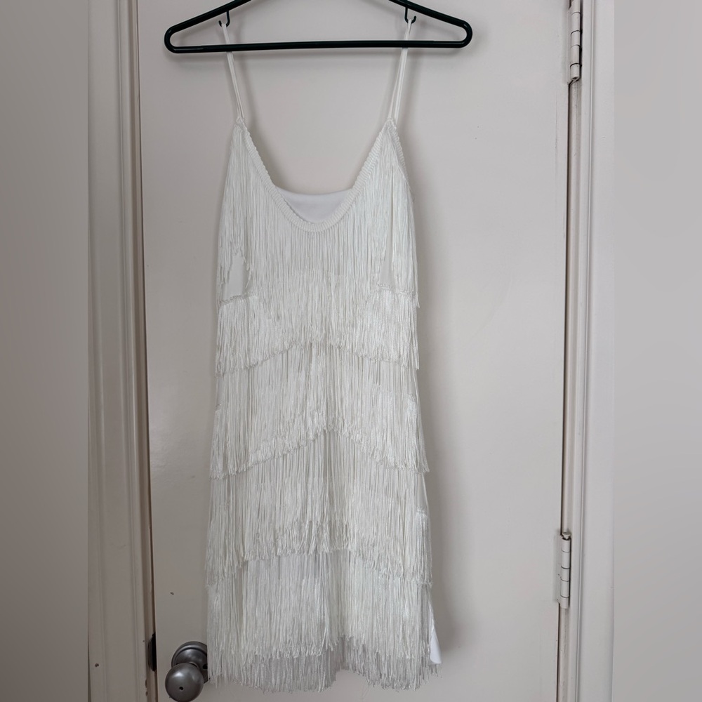 Flapper girl White Fringe Dress